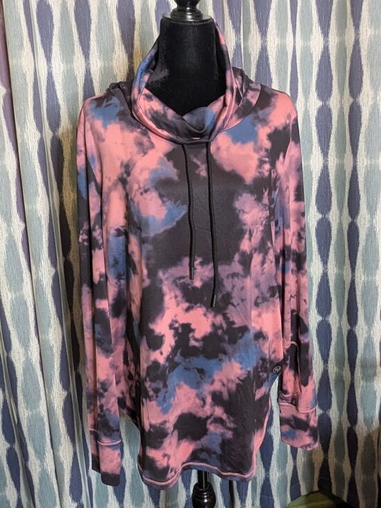 We Wander Tops - We Wander XL Tie Dye Cowl Neck Pullover Athleisure Sweatshirt